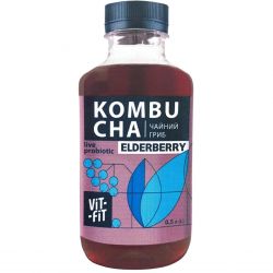 Напій бродіння Kombucha Elderberry фільтрований непастеризований з цукром 0.5л ТМ Vit-Fit 