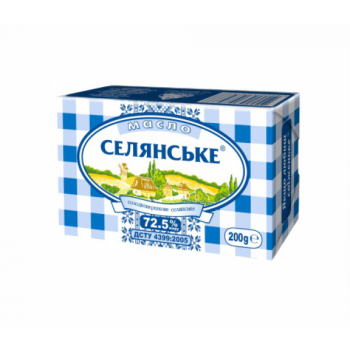 Масло солодковершкове 72.5% 200г ТМ Селянське