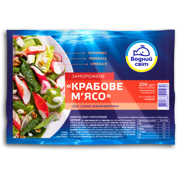 Крабове м'ясо заморожене 200г ТМ Водний світ