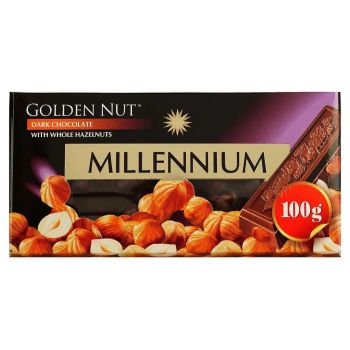 Шоколад Millennium GOLD чорний з цілими лісовими горіхами 100г